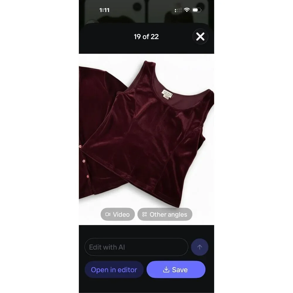 Vintage Eggplant Burgundy Velvet Twin Set | Cardigan + Sleeveless Shell Top | Sm